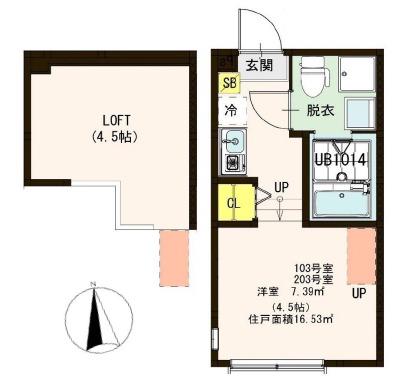 TLICO TERRACE(1K/1階)の間取り写真