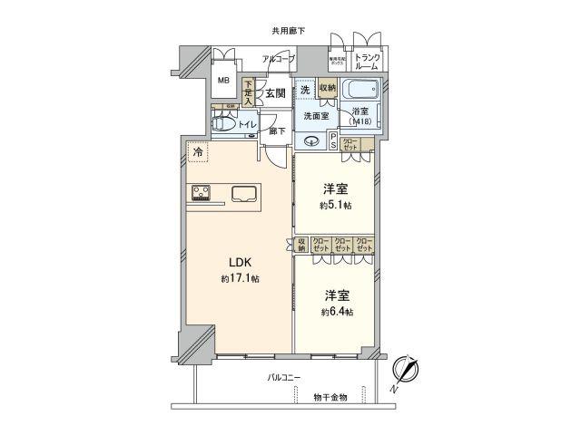 ジオタワー大阪十三(2LDK/28階)の間取り写真