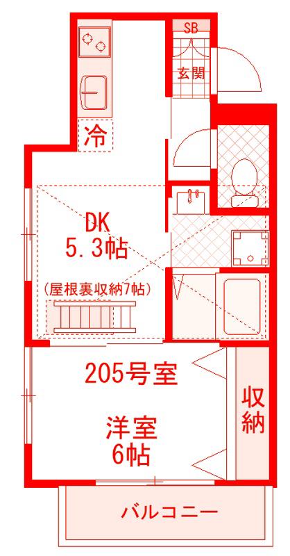 NAKAHA LIFE(1DK/2階)の間取り写真