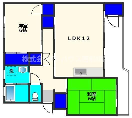 鎌ヶ谷グリーンハイツ17号棟(2LDK/4階)の間取り写真