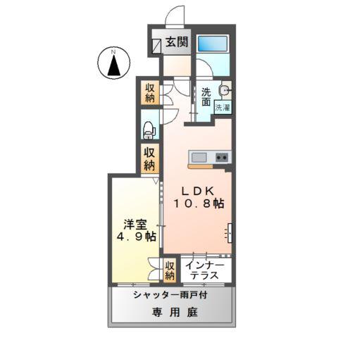 MORUSBERG(1LDK/1階)の間取り写真