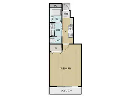 ピース・スクエア羽ノ浦II B棟(1K/1階)の間取り写真