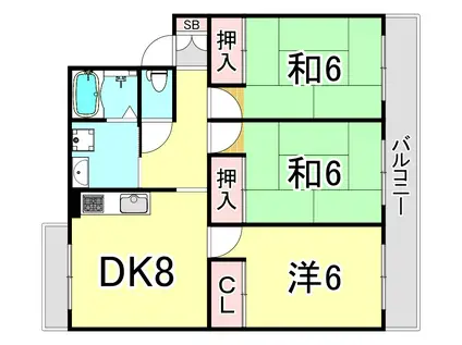 西宮ハイムIII(3LDK/3階)の間取り写真