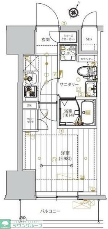 レガリス品川サウス(1K/8階)の間取り写真