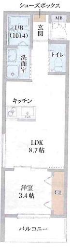 GAZELLE NOAH尼崎次屋(1LDK/3階)の間取り写真