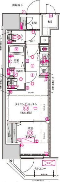 CREST TAPP名古屋山王(1DK/13階)の間取り写真