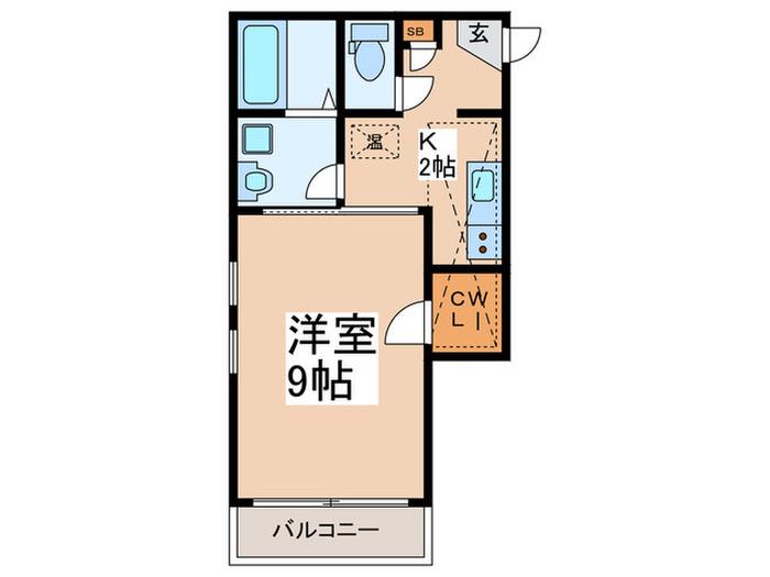 ブリリオ田辺(1K/2階)の間取り写真