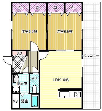 グランルージュ(2LDK/1階)の間取り写真