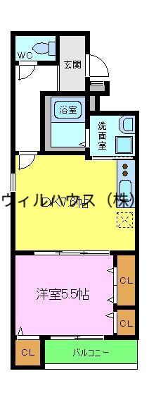 フジパレス津久野5番館(1DK/3階)の間取り写真