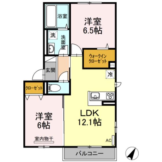 ファームコート温品(2LDK/3階)の間取り写真