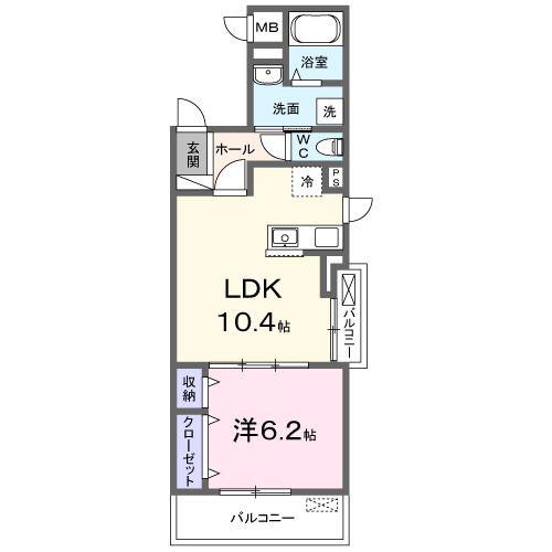 フィオーレカーサ(1LDK/2階)の間取り写真