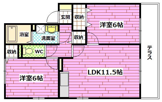 フィアホイザードリット(2LDK/1階)の間取り写真