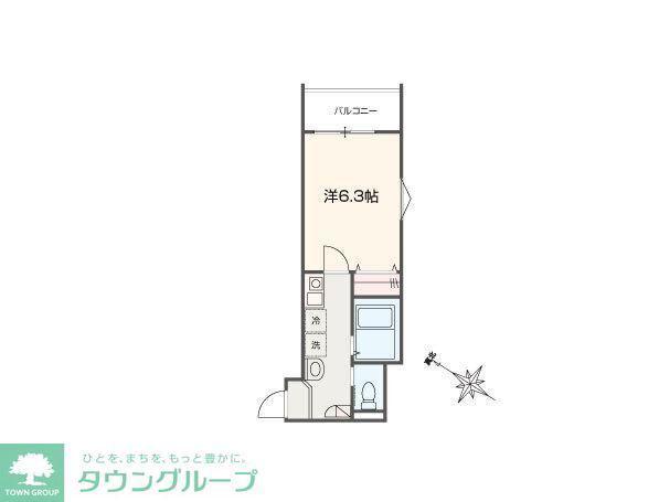 MELLAS大和田(1K/2階)の間取り写真