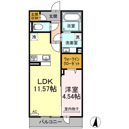 サニーヒル(1LDK/3階)の間取り写真
