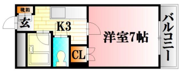 第二大内ビル(1K/2階)の間取り写真