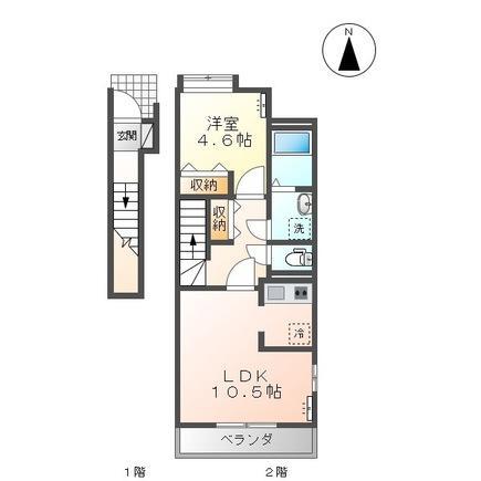 ジェントリーII(1LDK/2階)の間取り写真