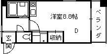 甲子園ウエスト(ワンルーム/4階)の間取り写真