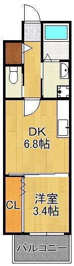 ギャラン竪町NEO(1DK/10階)の間取り写真