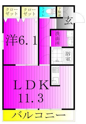 FREAHEIM(1LDK/3階)の間取り写真