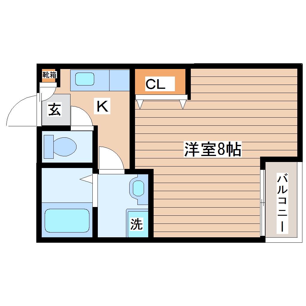 クレフラスト愛宕橋C(1K/2階)の間取り写真