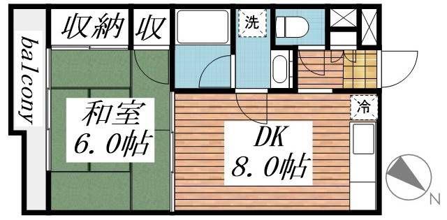 岩田ビル(1DK/3階)の間取り写真