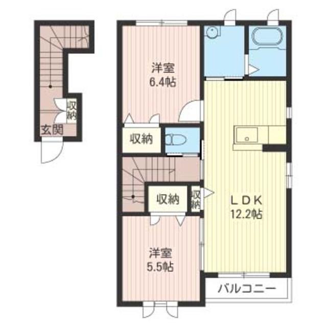 ストローハット(2LDK/2階)の間取り写真