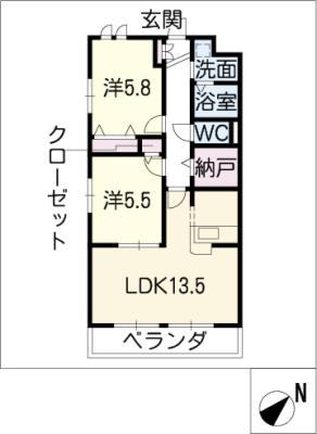 メゾン・フジ(2LDK/1階)の間取り写真