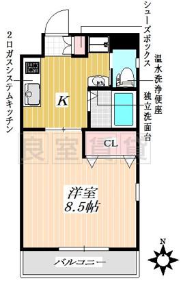 E-HOUSE(1K/3階)の間取り写真