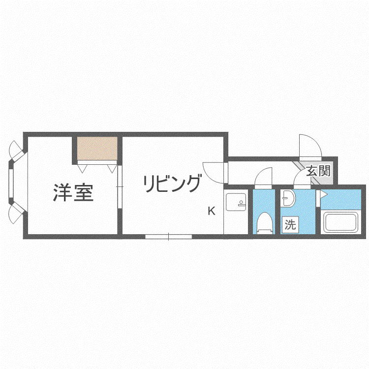 クラージュ学園前(1LDK/2階)の間取り写真