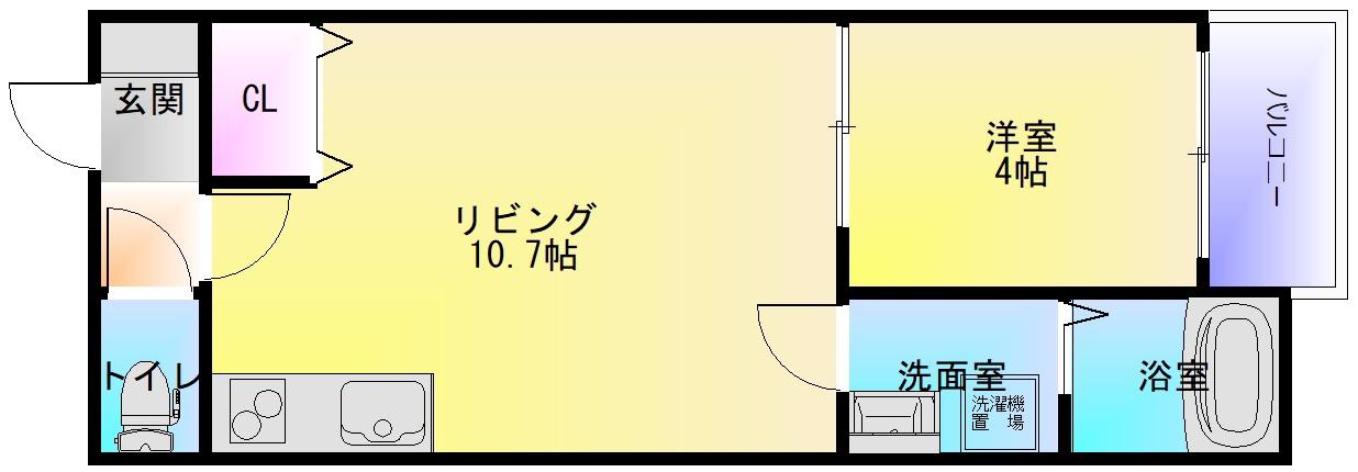 バッジ トモイ エスト6(1LDK/3階)の間取り写真