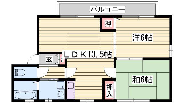 ディアス中島A(2LDK/1階)の間取り写真