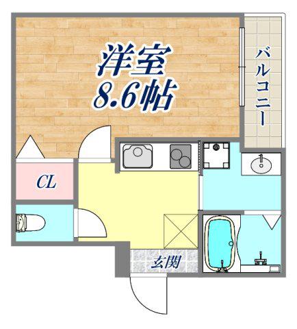 フジパレス大物駅北1番館(1K/2階)の間取り写真