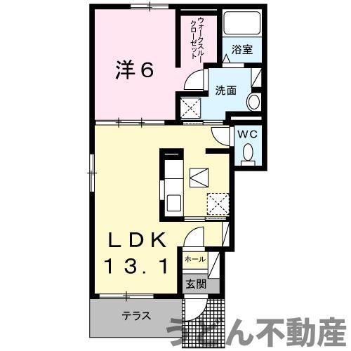 フェリーチェ丸亀(1LDK/1階)の間取り写真