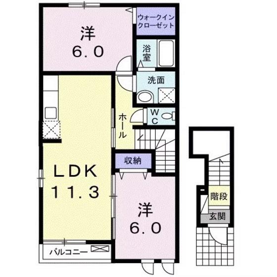 フェアリー(2LDK/2階)の間取り写真