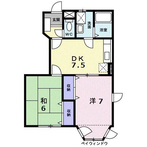 アール・ド・ヴィーヴル A(2DK/1階)の間取り写真