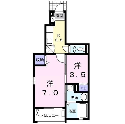 ウィステリア(1SK/1階)の間取り写真