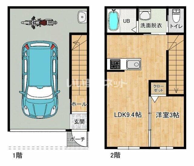 プレステージア原新町(1LDK/1階)の間取り写真