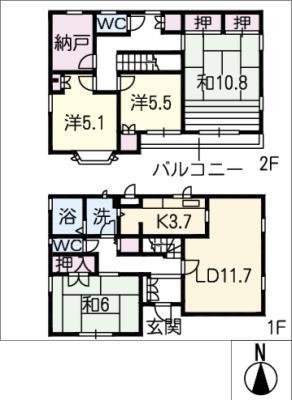 アルタ社ヶ丘D棟(4LDK/2階)の間取り写真
