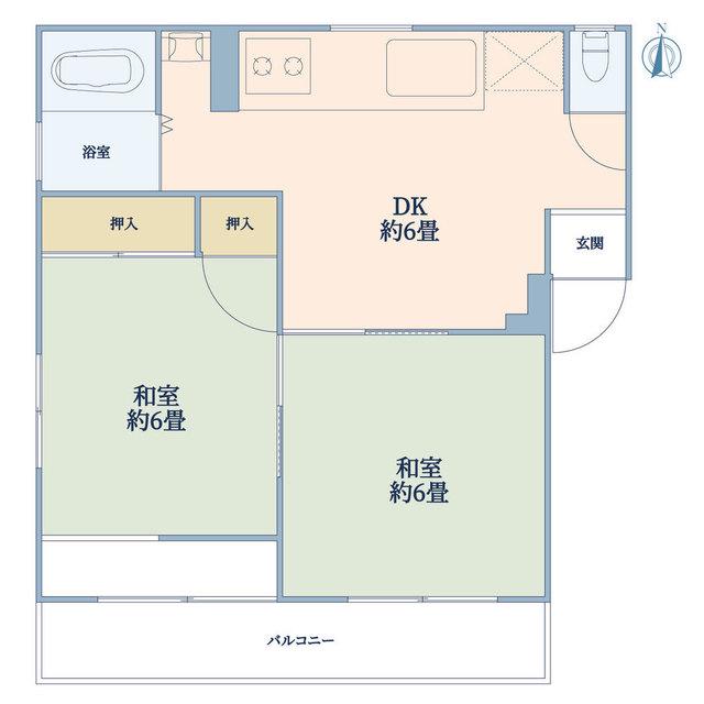 鶴見コーポ(2DK/2階)の間取り写真