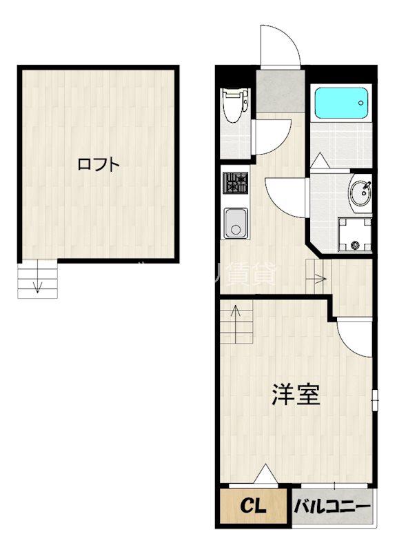 クレオ博多南参番館(1K/2階)の間取り写真
