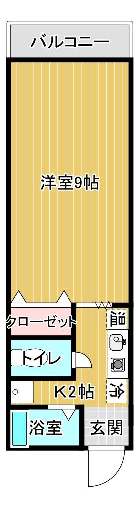 ワンルームアパートメントUEHIRA(1K/2階)の間取り写真
