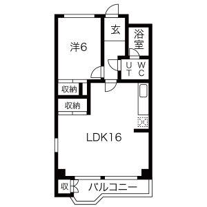 マンション中村(1LDK/7階)の間取り写真