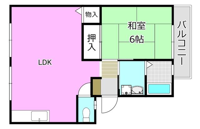 サンハイツ千原II(1LDK/2階)の間取り写真