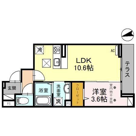 D-RESIDENCE仙波町(1LDK/2階)の間取り写真
