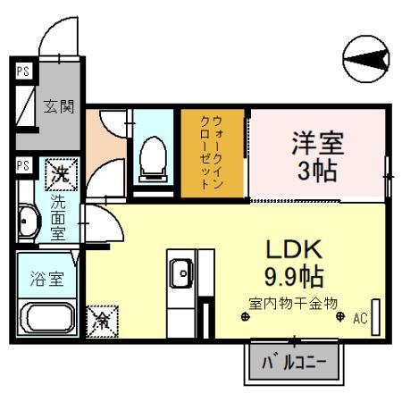 フィーカ(1LDK/2階)の間取り写真