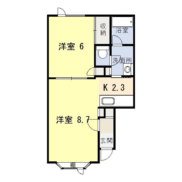 コーポサンA(1LDK/1階)の間取り写真
