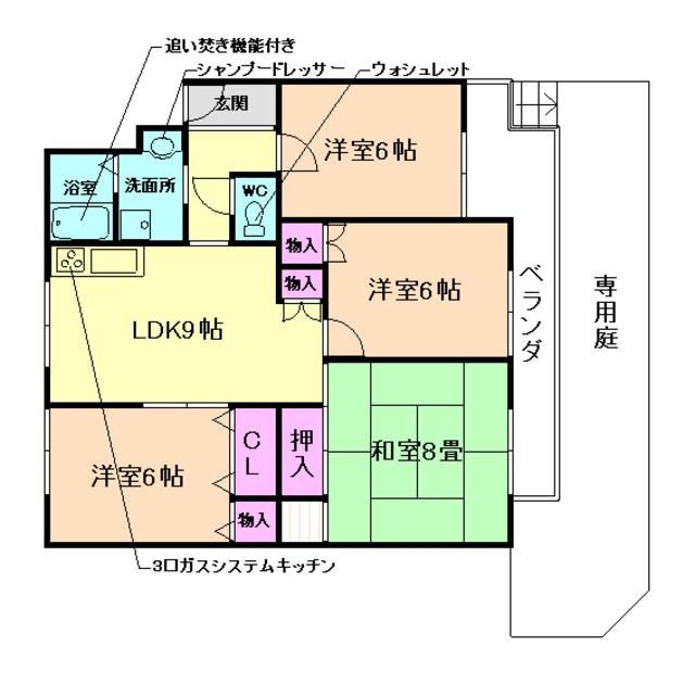 ハイツ奥山(4LDK/1階)の間取り写真