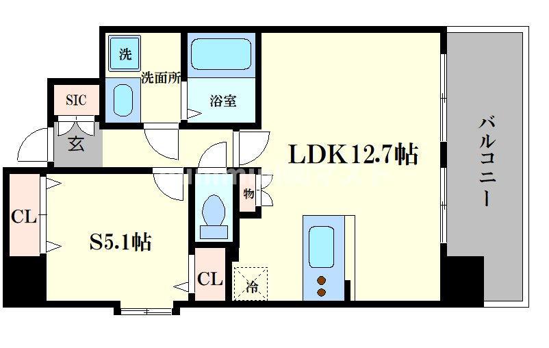 スプランディッド中之島ウエスト(1LDK/7階)の間取り写真