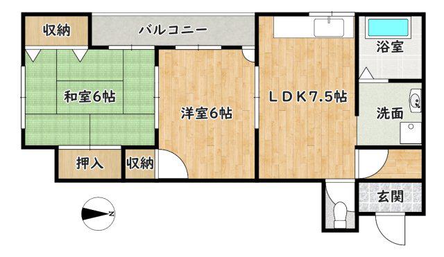 山中ハイツ(2DK/3階)の間取り写真