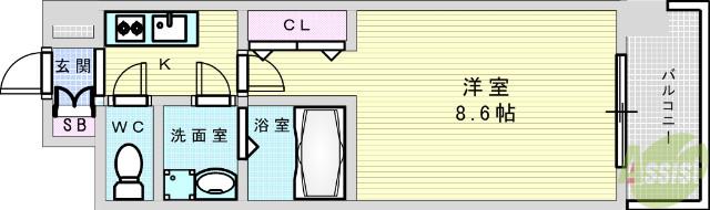 スプランディッドⅠ(1K/11階)の間取り写真